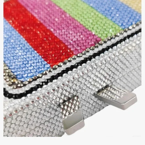 Colorful Retro TV Clutch Rhinestone Bag - Picture 3 of 6